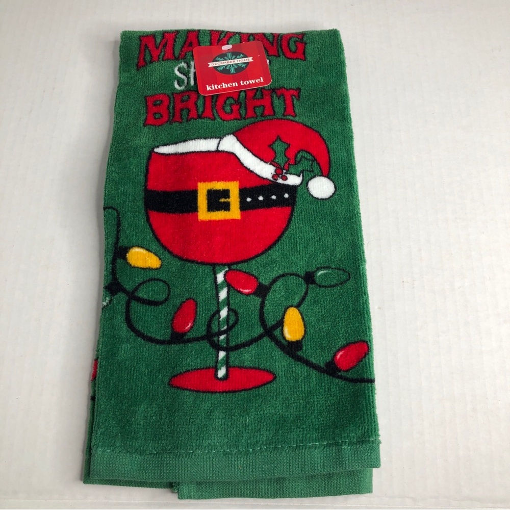 December Home Christmas kitchen towel Making Spirits Bright Holiday Decor NWT